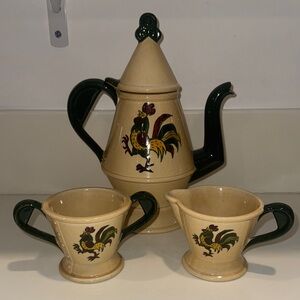 VINTAGE Metlox Poppytrail "California Provincial" Coffee Tea Pot Set of 3, MCM